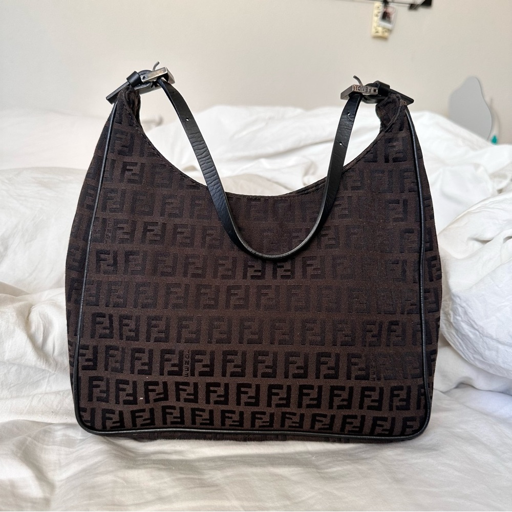 Fendi Zucchino Canvas Shoulder Bag